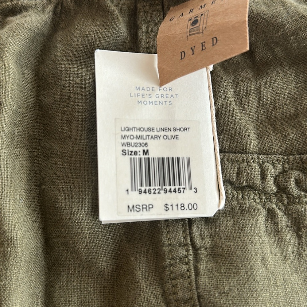 Faherty Olive Shorts NWT, Size Medium - Picture 3 of 5
